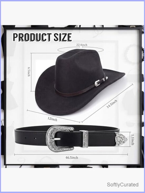 3pc Cowgirl Costume Set Felt Hat Leather Purse Belt Western Accessories main image 7